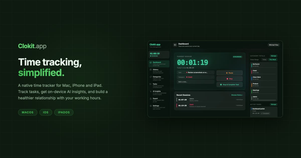 Clokit — Time Tracker for Mac & iOS